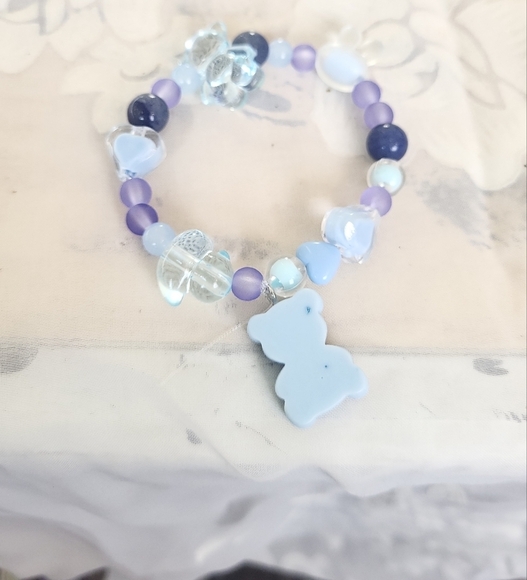 Bear duck heart Rabbit Stretch Purple Blue bracelet - Picture 4 of 5